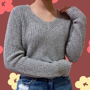 Gray knit sweater from L.L.Bean